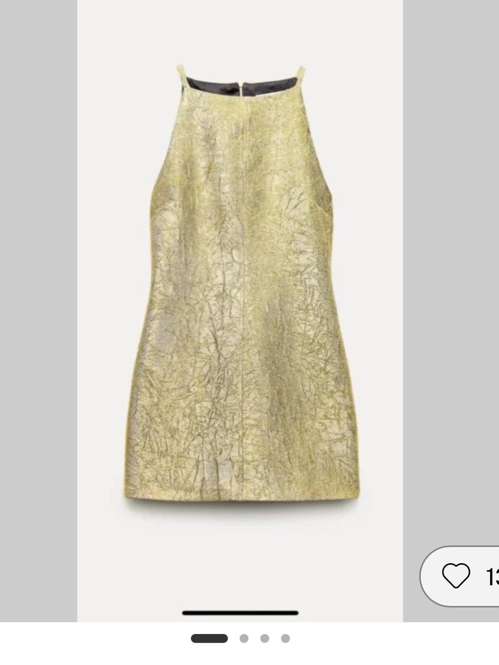 Zara Metallic Gold Mini Dress - Picture 3 of 4